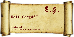 Reif Gergő névjegykártya